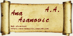 Ana Asanović vizit kartica
